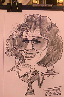 Karikatúra lekára nakreslená naživo počas odborného lekárskeho sympózia v Luhačoviciach od Janka.