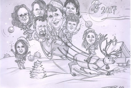 Karikaturista Janko zachytáva charakteristické črty skupiny priateľov počas 10-minútovej rýchlokresby naživo.