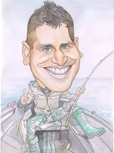 Originálna rybárska karikatúra v loďke na mieru ako darček pre vášnivého rybára