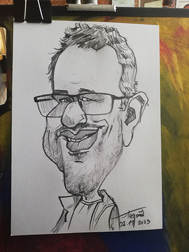 Vtipná karikatúra muža, originálny program na event a svadbu v Poprade, autor karikaturista Janko. 